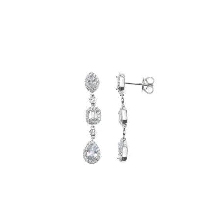 Pendientes Salvatore Largos Plata Baño Rodio y Circonitas 136A0666
