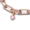 Heart 14k rose gold-plated mini dangle with orchid pink crystal and pink enamel