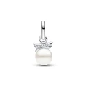Cupid angel sterling silver mini dangle with treated freshwater cultured pearl