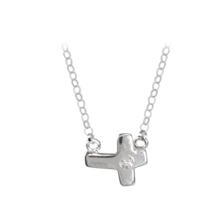 Collar ARXIS cruz con circonita y cadena plata.