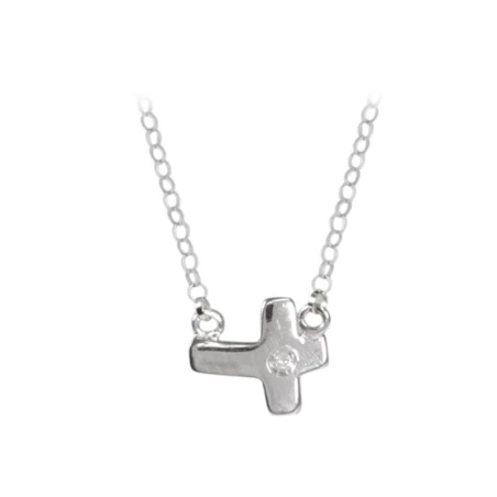 Collar ARXIS cruz con circonita y cadena plata.