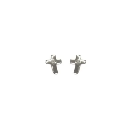 Pendientes plata cruz smile brillante auténtico cierre presión