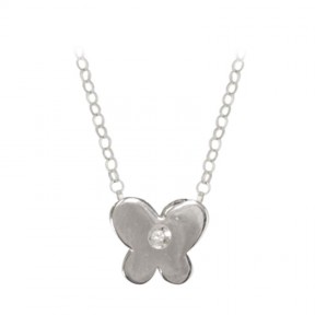 Gargantilla plata mariposa y brillante auténtico