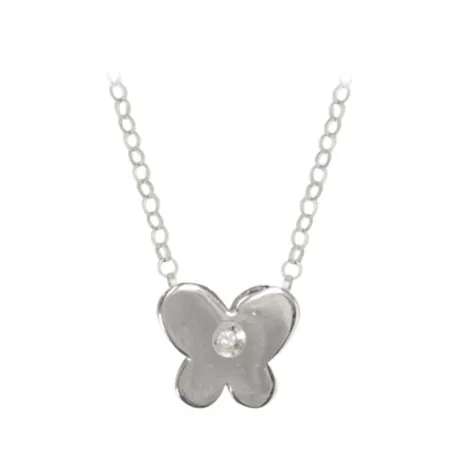 Gargantilla plata mariposa y brillante auténtico