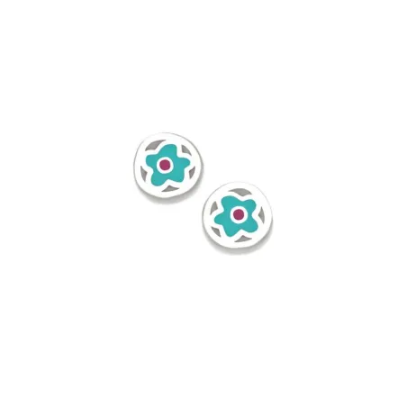 Pendientes Agatha Ruiz de la Prada Rigoberta Flor Plata y Esmalte Azul 017ROS