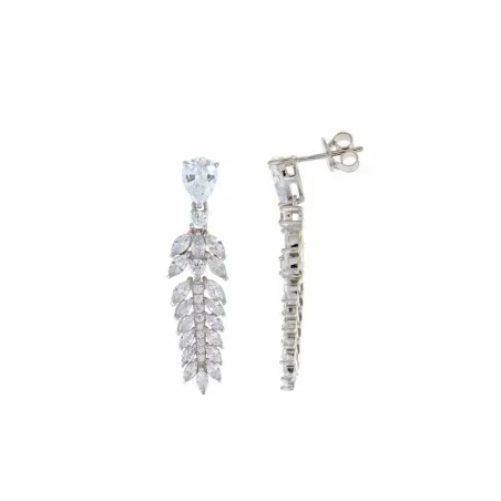Pendientes Salvatore Mujer Plata Bañada en Rodio y circonitas Blancas 112A0282