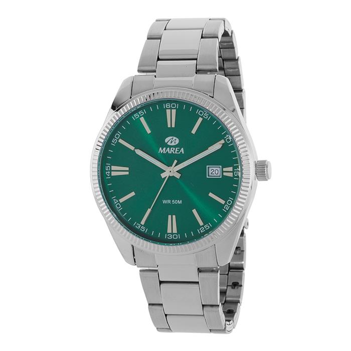 Reloj Marea Plateado y Verde Analógico Hombre B41376/3