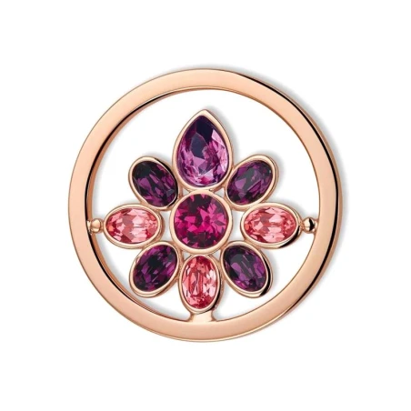 Moneda FLORES MAUVE STAINLESS STEEL ROSEGOLD PLATED OPEN DISC WITH SWAROVSKI CRYSTALS SW-FLOR-25-L