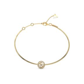 Pulsera Guess 4G Crush Acero Inoxidable Dorado y Cristales Brillantes JUBB04163JWYGS