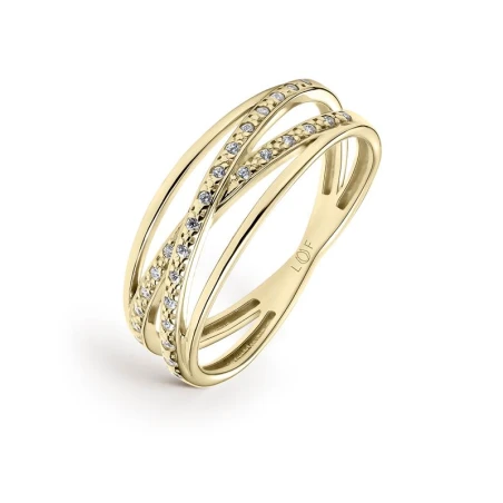 Anillo Litta Fiore 4 Bandas Entrecruzadas Oro Amarillo 18Kt y Circonitas LRN-201-035