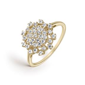 Anillo Litta Fiore Rosetón Oro Amarillo 18Kt y Circonitas LRN-201-813