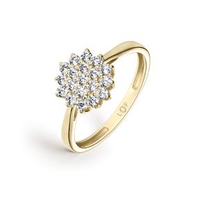Anillo Litta Fiore Rosetón Oro Amarillo 18Kt y Circonitas LRN-201-814