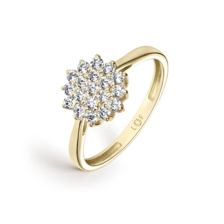 Anillo Litta Fiore Rosetón Oro Amarillo 18Kt y Circonitas LRN-201-814