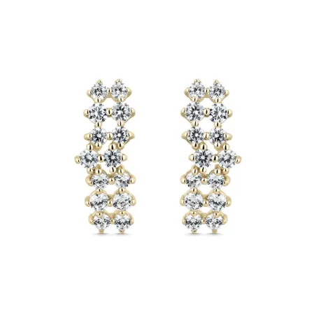 Pendientes Litta Fiore Oro Amarillo 18Kt y Circonitas Desalineadas LEA-201-007-UU