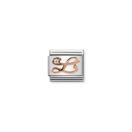 Composable Classic LETTERE acciaio, zirconi e oro 375 (12_L)