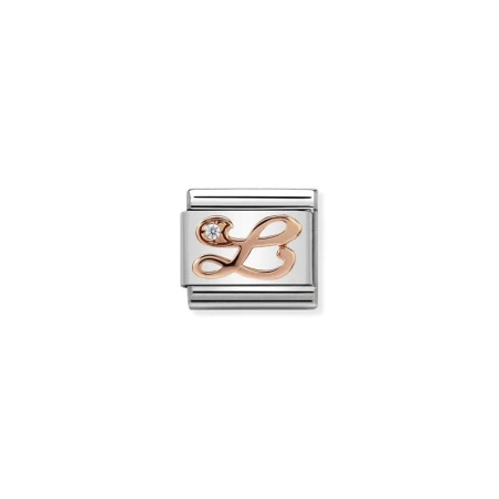 Composable Classic LETTERE acciaio, zirconi e oro 375 (12_L)