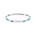 Pulsera Maserati Iconic Acero Inoxidable Plateado y Piedras Turquesa Hombre JM324AVD44