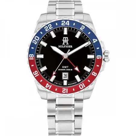 Reloj Tommy Hilfiger TH85 Plateado y Negro Analógico Suizo 1792131
