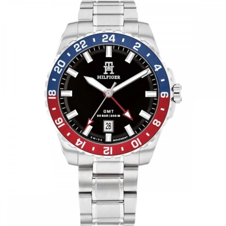 Reloj Tommy Hilfiger TH85 Plateado y Negro Analógico Suizo 1792131