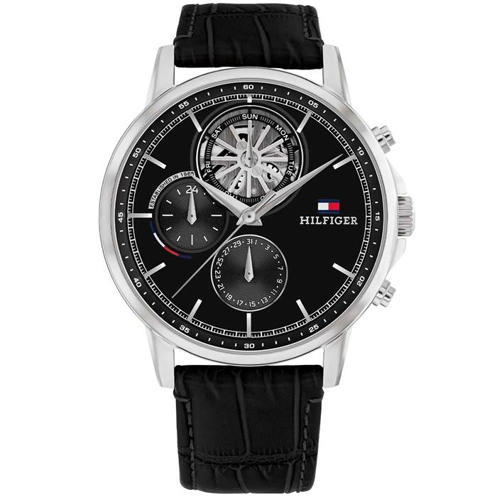 Reloj Tommy Hilfiger Stewart Negro y Plateado Multifunción Hombre 1710605