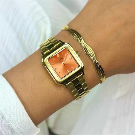 Reloj Cluse Gracieuse Petite Mujer Dorado y Naranja Analógico CW11807