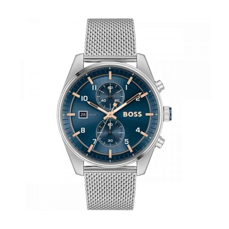 Reloj Boss Skytraveller Plateado y Azul Cronógrafo Hombre 1514149