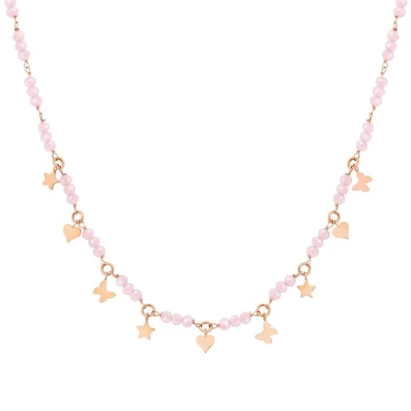 Collar Nomination Mon Amour Acero Baño Oro y Cristales Rosa 027255/050