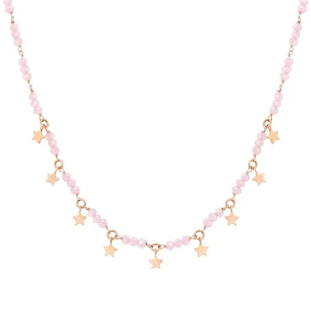 Collar Nomination Mon Amour Acero Baño Oro Rosa Estrellas y Cristales Rosa 027255/023