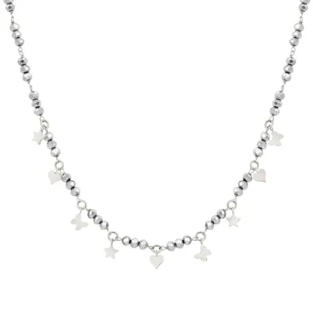 Collar Nomination Mon Amour Acero Inoxidable Estrellas, Corazones y Mariposas y Cristales Grises 027254/050
