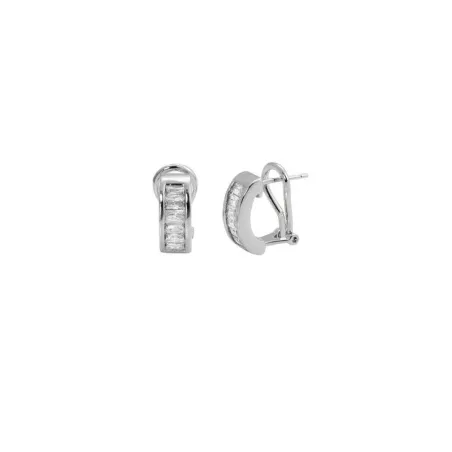 Pendientes Vidal&Vidal Aro Baño Plata y Circonitas Baguette R0964B