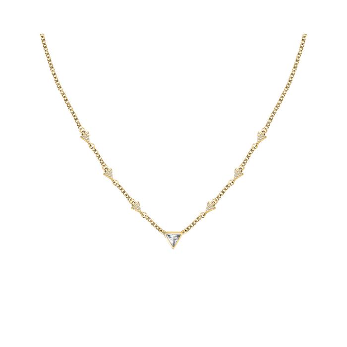 Collar Morellato Trilliant Cadena y Triángulos Acero Baño Oro y Circonitas Blancas SAWY01