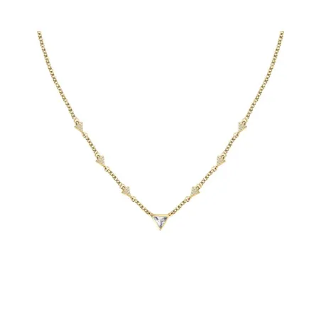 Collar Morellato Trilliant Cadena y Triángulos Acero Baño Oro y Circonitas Blancas SAWY01