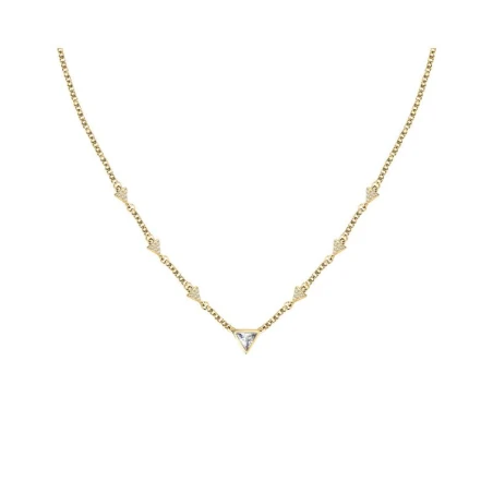 Collar Morellato Trilliant Cadena y Triángulos Acero Baño Oro y Circonitas Blancas SAWY01