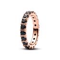 Anillo Pandora Eternity Baño Oro Rosa y Circonitas Negras 180050C02
