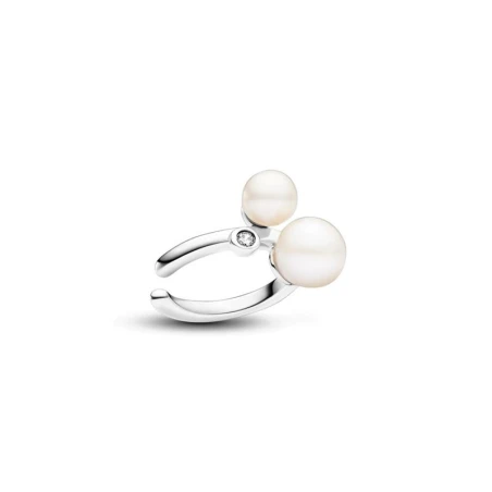 Ear Cuff Plata, Circonita y 2 Perlas Cultivadas de Agua Dulce 293151C01