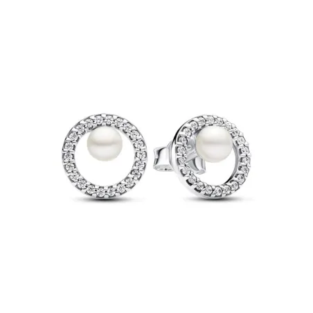 Pendientes Pandora Perla Cultivada Agua Dulce y Halo Pavé 293154C01