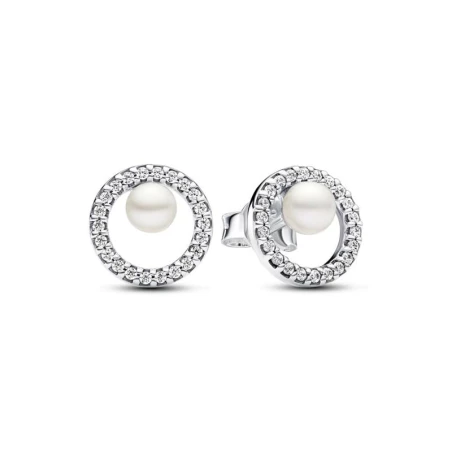 Pendientes Pandora Perla Cultivada Agua Dulce y Halo Pavé 293154C01