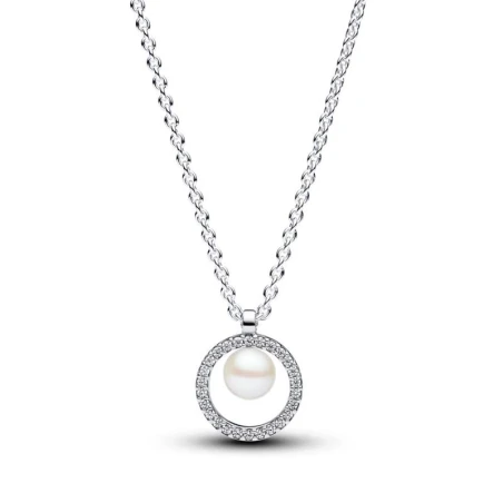 Gargantilla Pandora Plata, Circonitas y Perla Cultivada Agua Dulce 393165C01-45