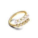Anillo Pandora Abierto Baño Oro Perlas Cultivadas y Circonitas 163146C01