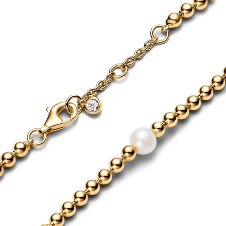 Pulsera Pandora Bolitas Baño Oro y Perla Cultivada Agua Dulce 563173C01