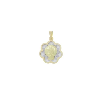 Colgante Virgen Niña Oro Amarillo y Blanco 11601292