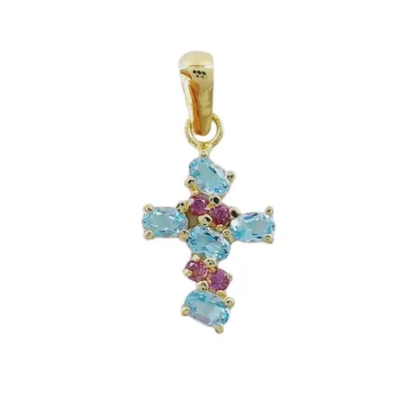 Colgante Cruz Oro amarillo y Topacios 05512449C
