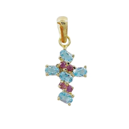 Colgante Cruz Oro amarillo y Topacios 05512449C