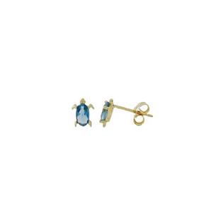 Pendientes Tortuga Oro Amarillo y Circonita Azul 04910234P1