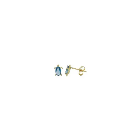 Pendientes Tortuga Oro Amarillo y Circonita Azul 04910234P1