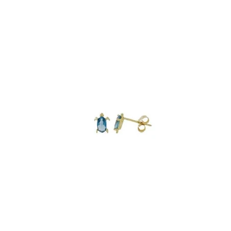Pendientes Tortuga Oro Amarillo y Circonita Azul 04910234P1