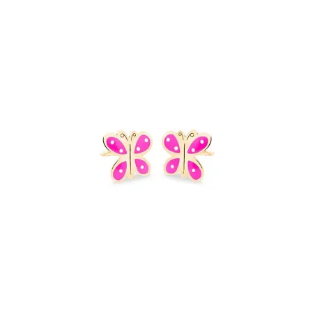 Pendientes Eles Mariposa Oro y Esmalte Rosa Bebé 69AP 71/R