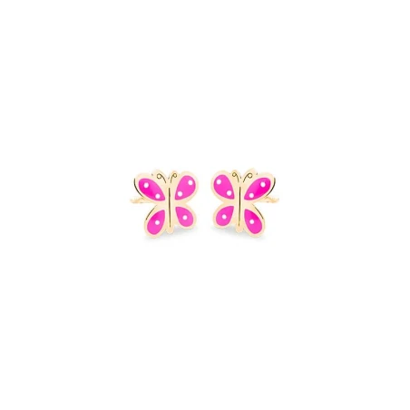 Pendientes Eles Mariposa Oro y Esmalte Rosa Bebé 69AP 71/R