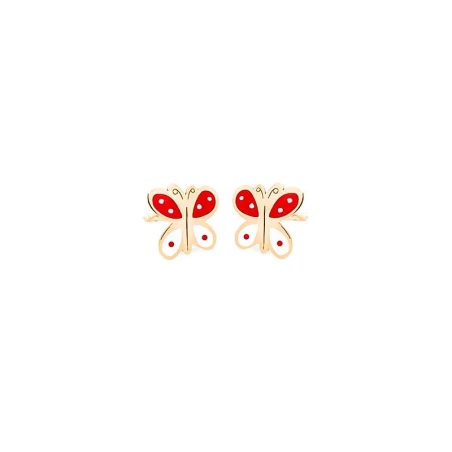 Pendientes Eles Mariposa Oro y Esmalte Rojo y blanco Bebé 69AP 71/NB