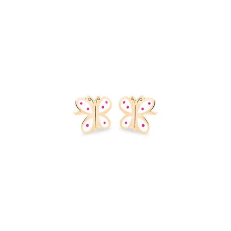 Pendientes Eles Mariposa Oro y Esmalte Blanco y Rosa Bebé 69AP 71/B